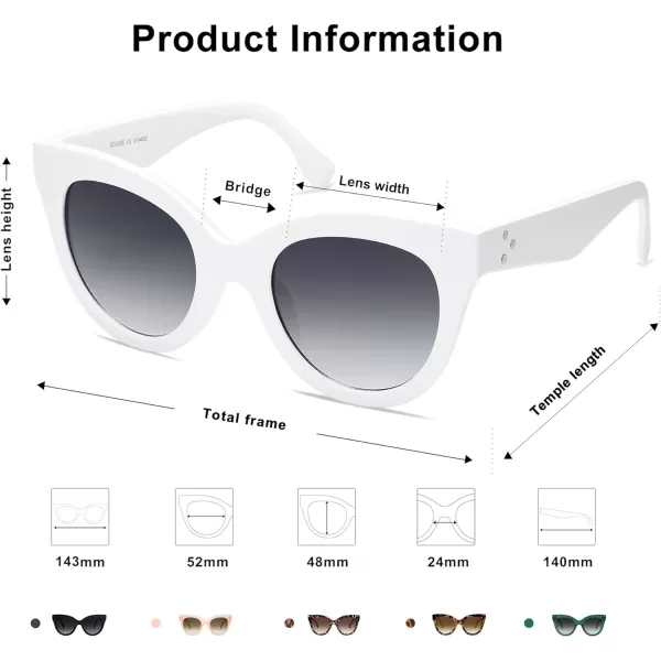 SOJOS Retro Oversized Cateye Sunglasses for Women Large Vintage Trendy Shades SJ2074WhiteGrey