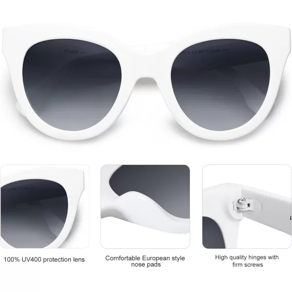 SOJOS Retro Oversized Cateye Sunglasses for Women Large Vintage Trendy Shades SJ2074WhiteGrey