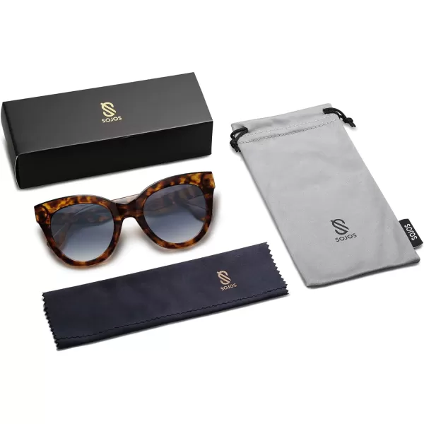 SOJOS Retro Oversized Cateye Sunglasses for Women Large Vintage Trendy Shades SJ2074Yellow TortoiseBlue