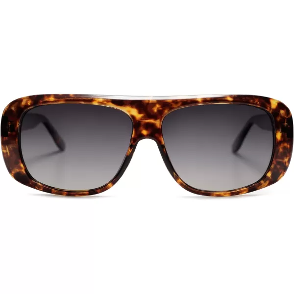 SOJOS Retro Oversized Square Polarized Sunglasses Womens Men Vintage Shades Large Sun Glasses Bold Designer Sunnies SJ2243Brown Tortoise