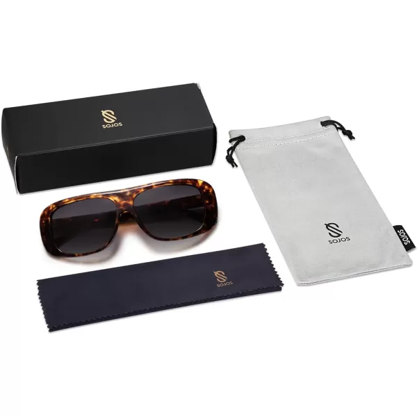 SOJOS Retro Oversized Square Polarized Sunglasses Womens Men Vintage Shades Large Sun Glasses Bold Designer Sunnies SJ2243Brown Tortoise