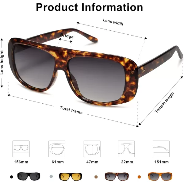 SOJOS Retro Oversized Square Polarized Sunglasses Womens Men Vintage Shades Large Sun Glasses Bold Designer Sunnies SJ2243Brown Tortoise