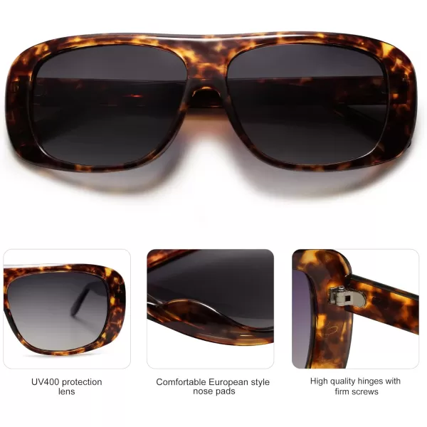 SOJOS Retro Oversized Square Polarized Sunglasses Womens Men Vintage Shades Large Sun Glasses Bold Designer Sunnies SJ2243Brown Tortoise