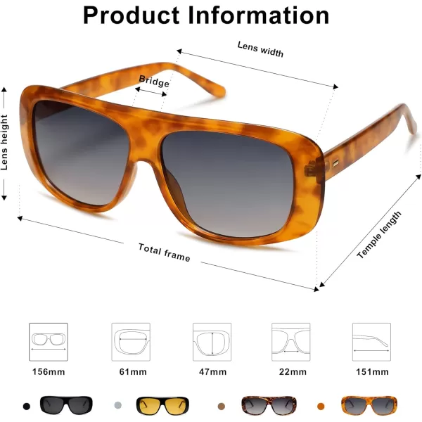 SOJOS Retro Oversized Square Polarized Sunglasses Womens Men Vintage Shades Large Sun Glasses Bold Designer Sunnies SJ2243Orange Tortoise