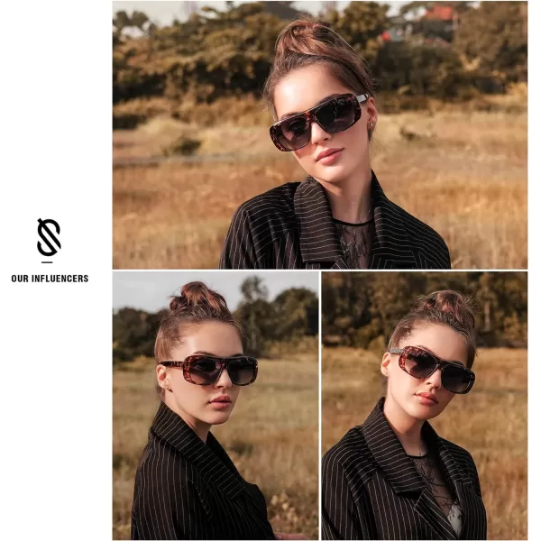 SOJOS Retro Oversized Square Polarized Sunglasses Womens Men Vintage Shades Large Sun Glasses Bold Designer Sunnies SJ2243Orange Tortoise