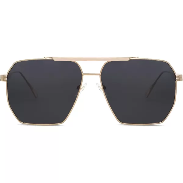 SOJOS Retro Oversized Square Polarized Sunglasses for Women and Men Vintage Shades UV400 Classic Large Metal Sun GlassesGold