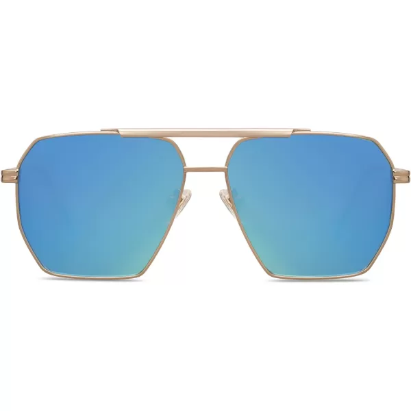 SOJOS Retro Oversized Square Polarized Sunglasses for Women and Men Vintage Shades UV400 Classic Large Metal Sun GlassesK Gold