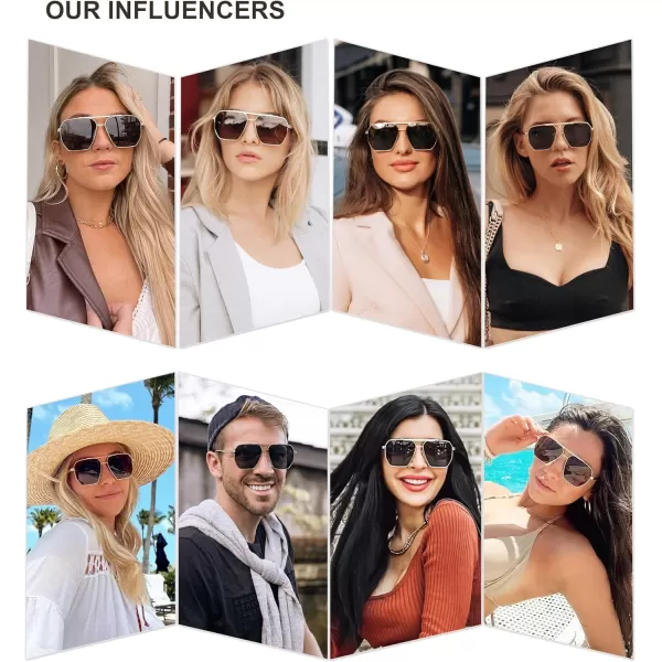 SOJOS Retro Oversized Square Polarized Sunglasses for Women and Men Vintage Shades UV400 Classic Large Metal Sun GlassesLight Gold