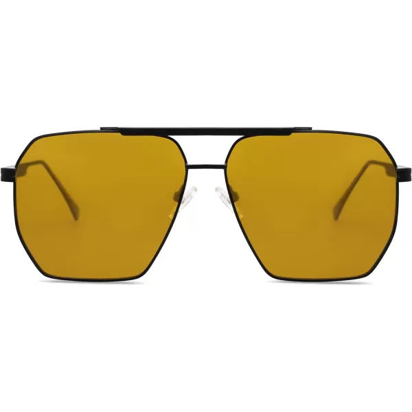 SOJOS Retro Oversized Square Polarized Sunglasses for Women and Men Vintage Shades UV400 Classic Large Metal Sun GlassesMatt Black
