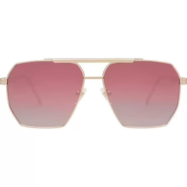 SOJOS Retro Oversized Square Polarized Sunglasses for Women and Men Vintage Shades UV400 Classic Large Metal Sun GlassesPale Gold