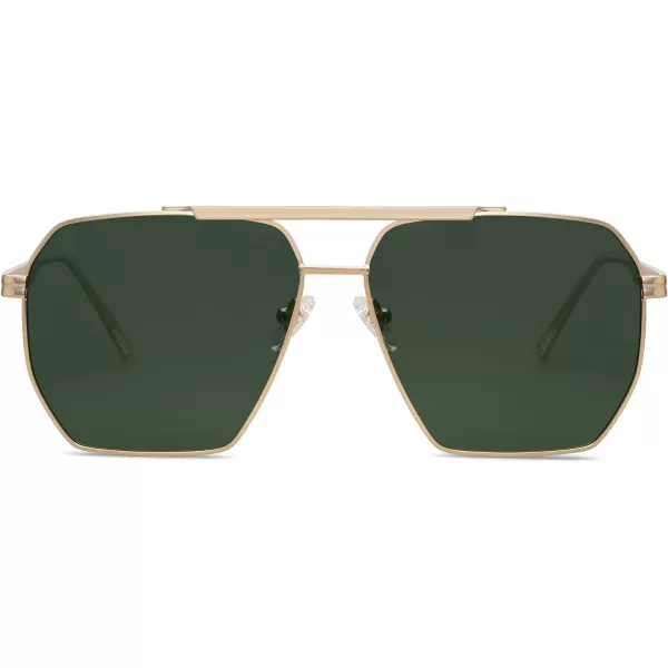 SOJOS Retro Oversized Square Polarized Sunglasses for Women and Men Vintage Shades UV400 Classic Large Metal Sun GlassesSgold