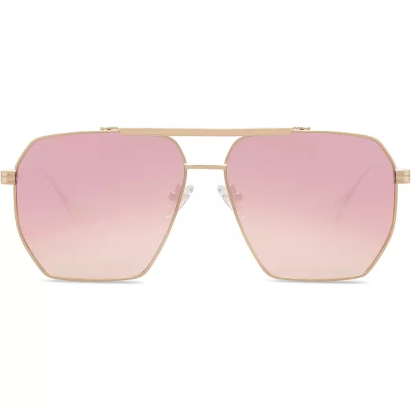 SOJOS Retro Oversized Square Polarized Sunglasses for Women and Men Vintage Shades UV400 Classic Large Metal Sun GlassesShiny Gold