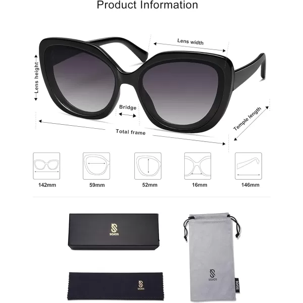 SOJOS Retro Oversized Square Sunglasses Womens Vintage Shades Large Sun Glasses Trendy Bold Designer Sunnies SJ2256BlackGradient Grey