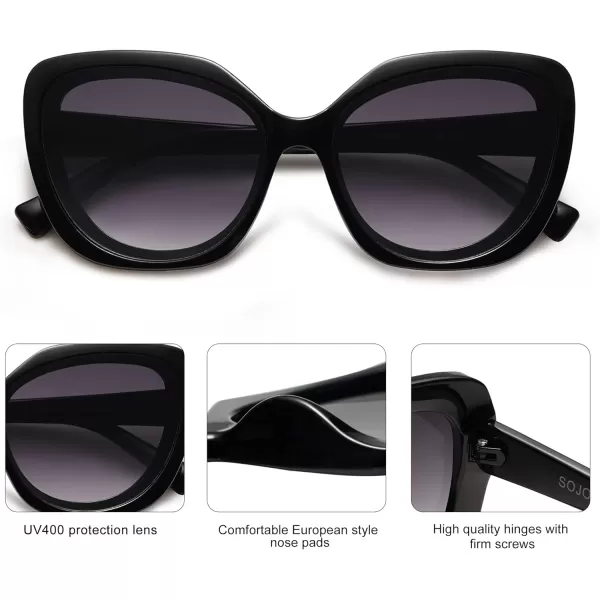 SOJOS Retro Oversized Square Sunglasses Womens Vintage Shades Large Sun Glasses Trendy Bold Designer Sunnies SJ2256BlackGradient Grey