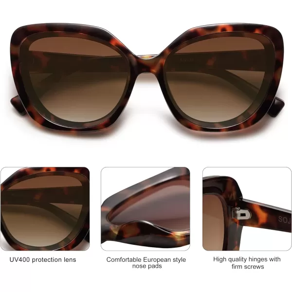 SOJOS Retro Oversized Square Sunglasses Womens Vintage Shades Large Sun Glasses Trendy Bold Designer Sunnies SJ2256Brown TortoiseBrown