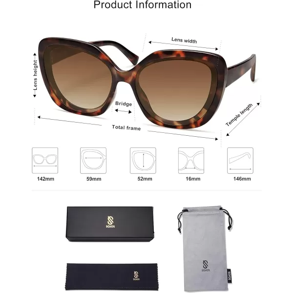 SOJOS Retro Oversized Square Sunglasses Womens Vintage Shades Large Sun Glasses Trendy Bold Designer Sunnies SJ2256Brown TortoiseBrown