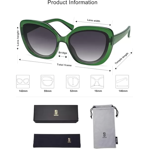 SOJOS Retro Oversized Square Sunglasses Womens Vintage Shades Large Sun Glasses Trendy Bold Designer Sunnies SJ2256GreenGradient Grey