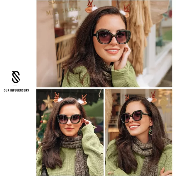SOJOS Retro Oversized Square Sunglasses Womens Vintage Shades Large Sun Glasses Trendy Bold Designer Sunnies SJ2256GreenGradient Grey