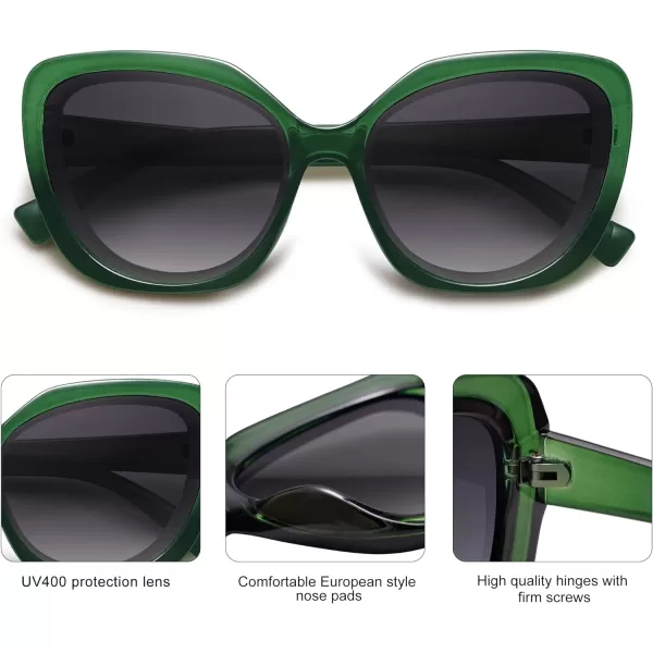 SOJOS Retro Oversized Square Sunglasses Womens Vintage Shades Large Sun Glasses Trendy Bold Designer Sunnies SJ2256GreenGradient Grey
