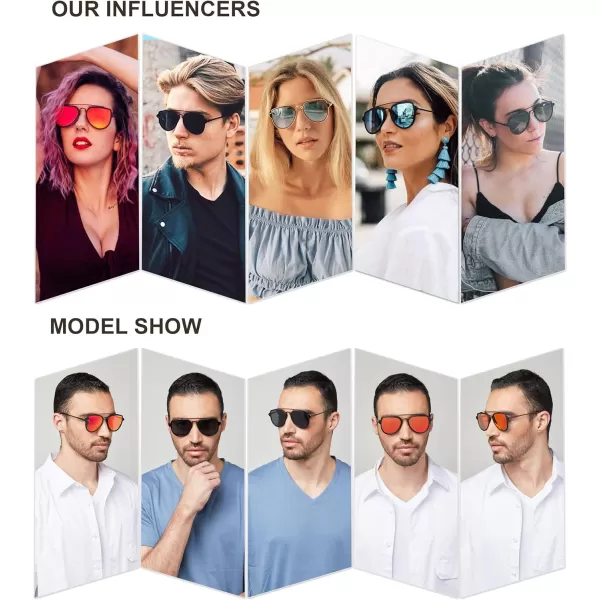 SOJOS Retro Polarized Double Bridge Sunglasses for Men Women Mirrored Lens SJ1051A BlackGrey Multicoloured
