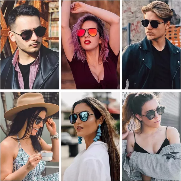 SOJOS Retro Polarized Double Bridge Sunglasses for Men Women Mirrored Lens SJ1051SilverSilver Mirrored Multicoloured