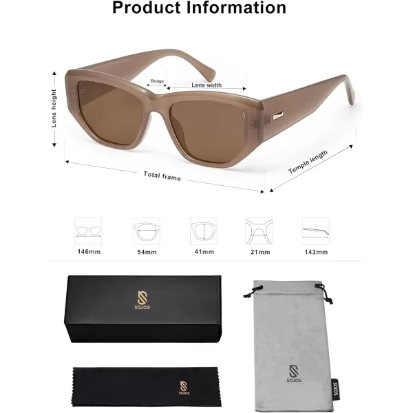 SOJOS Retro Square Polarized Sunglasses Womens 80s 90s Trendy Cute Sunnies SJ2293BrownBrown