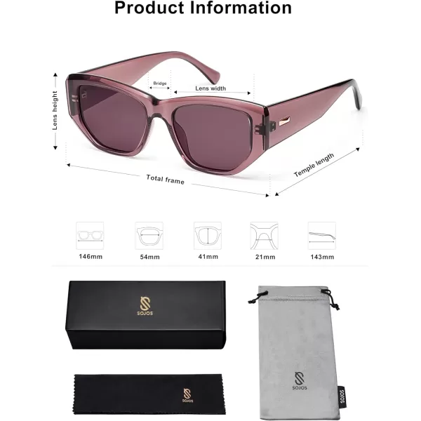 SOJOS Retro Square Polarized Sunglasses Womens 80s 90s Trendy Cute Sunnies SJ2293PurplePurple