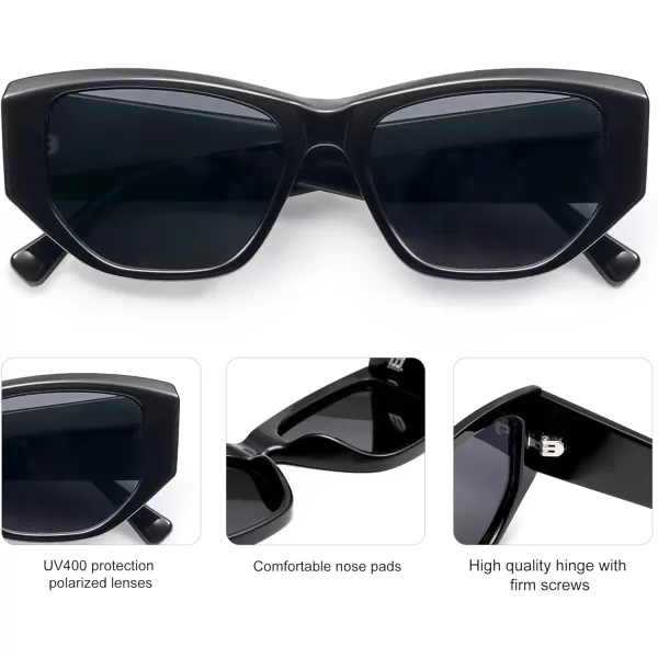 SOJOS Retro Square Polarized Sunglasses Womens 80s 90s Trendy Cute Sunnies SJ2293Shiny BlackGrey
