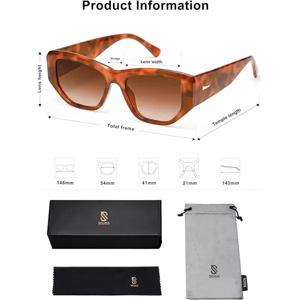 SOJOS Retro Square Polarized Sunglasses Womens 80s 90s Trendy Cute Sunnies SJ2293TortoiseGradient Brown