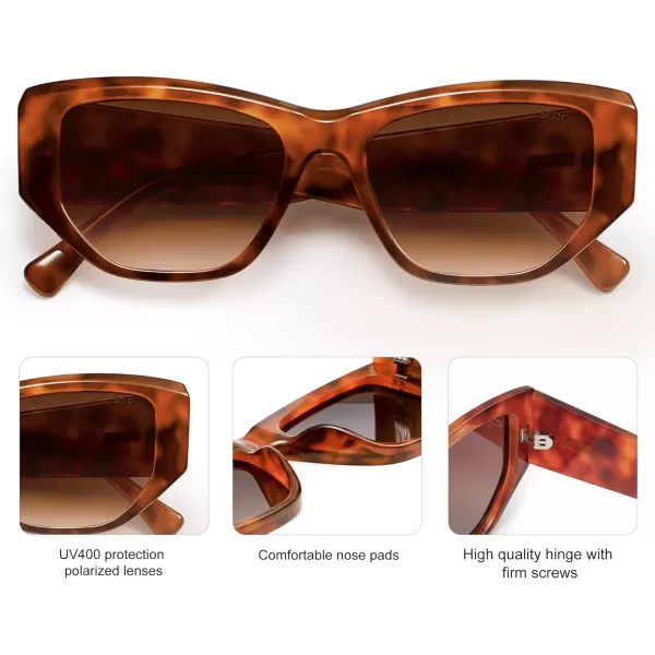SOJOS Retro Square Polarized Sunglasses Womens 80s 90s Trendy Cute Sunnies SJ2293TortoiseGradient Brown