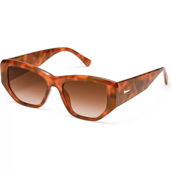 SOJOS Retro Square Polarized Sunglasses Womens 80s 90s Trendy Cute Sunnies SJ2293TortoiseGradient Brown