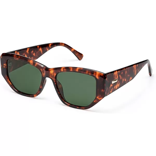 SOJOS Retro Square Polarized Sunglasses Womens 80s 90s Trendy Cute Sunnies SJ2293TortoiseGreen