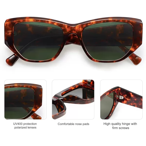 SOJOS Retro Square Polarized Sunglasses Womens 80s 90s Trendy Cute Sunnies SJ2293TortoiseGreen