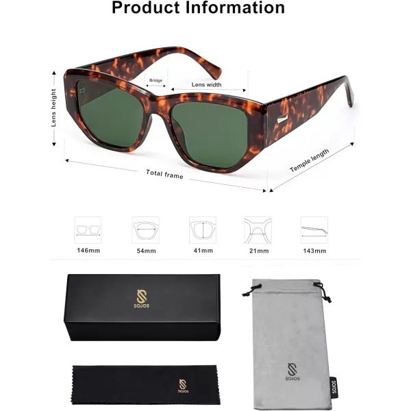 SOJOS Retro Square Polarized Sunglasses Womens 80s 90s Trendy Cute Sunnies SJ2293TortoiseGreen