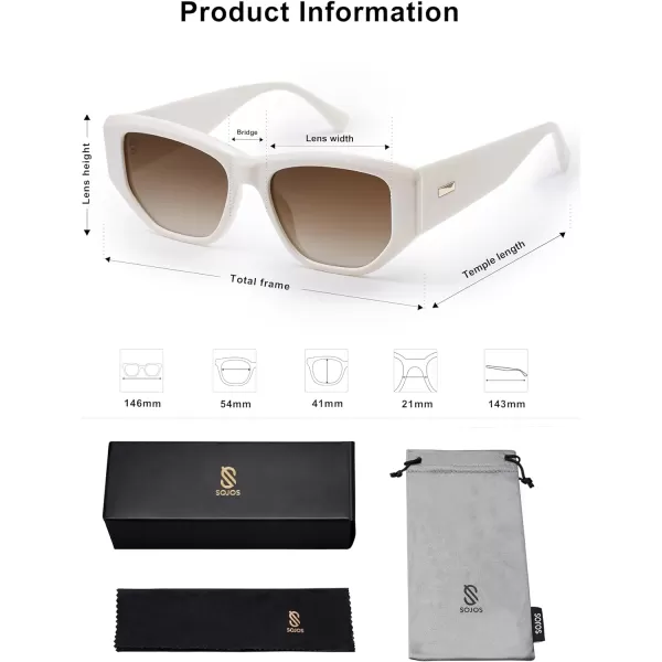 SOJOS Retro Square Polarized Sunglasses Womens 80s 90s Trendy Cute Sunnies SJ2293WhiteGradient Brown