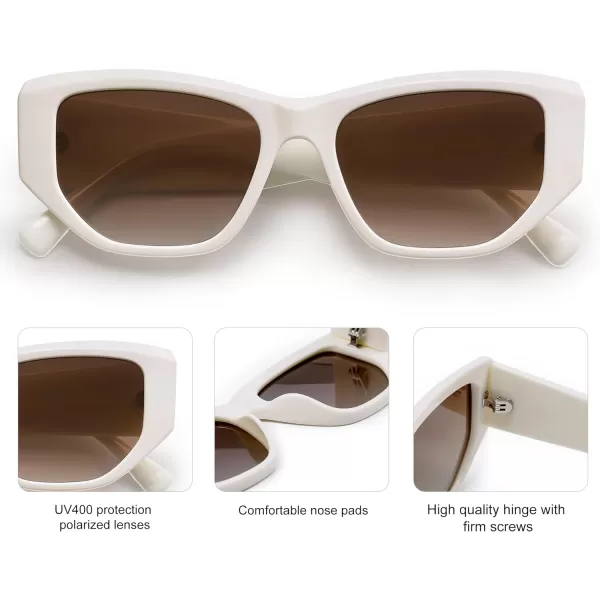 SOJOS Retro Square Polarized Sunglasses Womens 80s 90s Trendy Cute Sunnies SJ2293WhiteGradient Brown