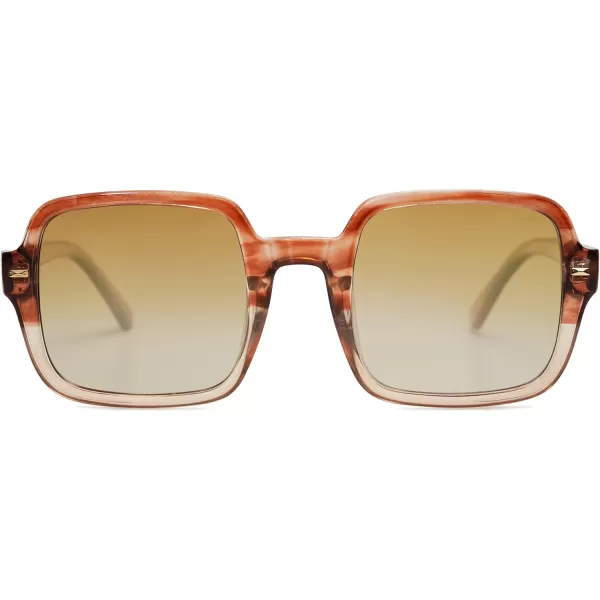SOJOS Retro Square Polarized Sunglasses for Women Men Classic Trendy Sunnies SJ2226Brown PatternBrown