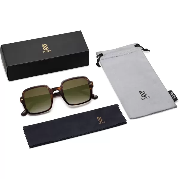 SOJOS Retro Square Polarized Sunglasses for Women Men Classic Trendy Sunnies SJ2226Brown TortoiseBrown