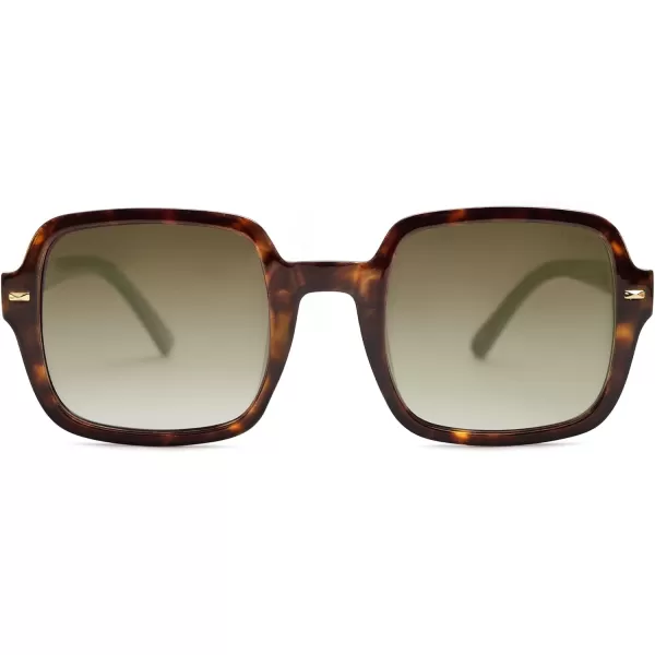 SOJOS Retro Square Polarized Sunglasses for Women Men Classic Trendy Sunnies SJ2226Brown TortoiseBrown