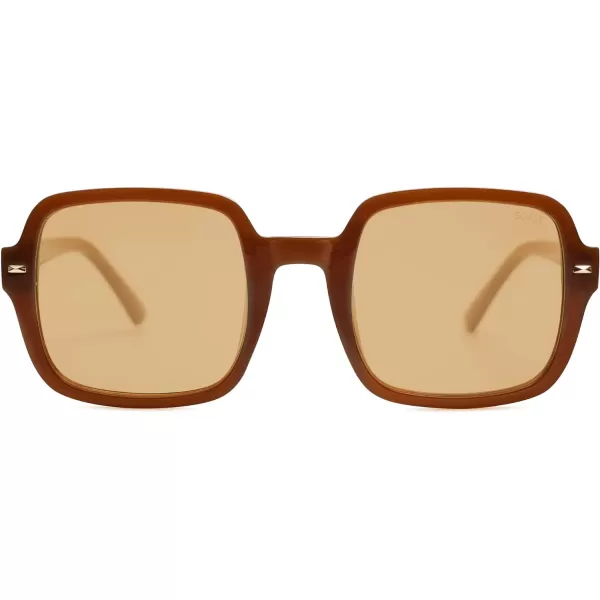 SOJOS Retro Square Polarized Sunglasses for Women Men Classic Trendy Sunnies SJ2226BrownBrown
