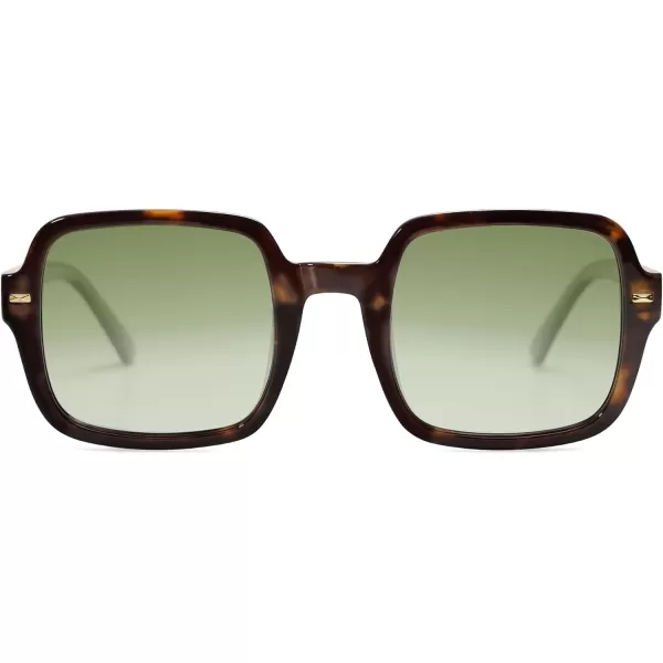 SOJOS Retro Square Polarized Sunglasses for Women Men Classic Trendy Sunnies SJ2226Dark TortoiseGreen