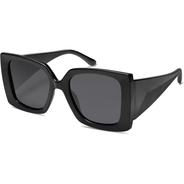 SOJOS Retro Square Polarized Womens Sunglasses Trendy Oversized Large Womens Big Shades SJ2224Black