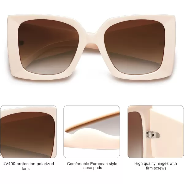 SOJOS Retro Square Polarized Womens Sunglasses Trendy Oversized Large Womens Big Shades SJ2224Solid Cream