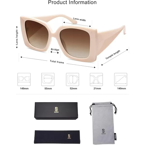 SOJOS Retro Square Polarized Womens Sunglasses Trendy Oversized Large Womens Big Shades SJ2224Solid Cream