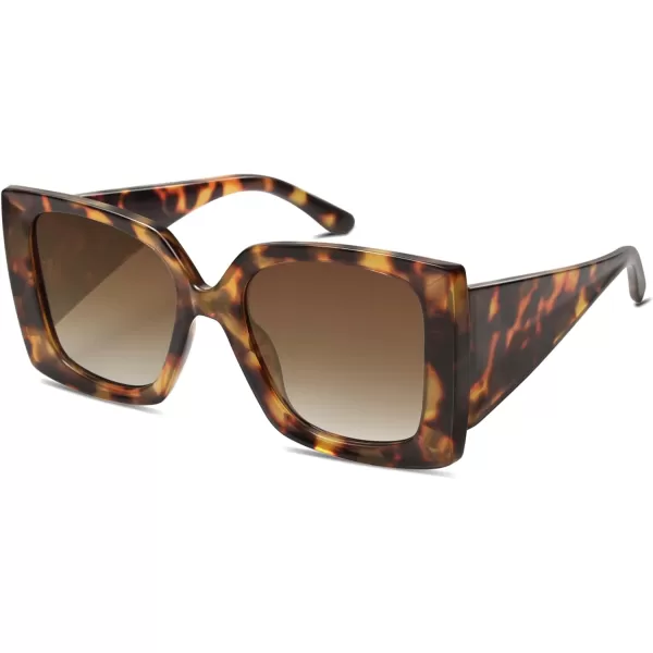 SOJOS Retro Square Polarized Womens Sunglasses Trendy Oversized Large Womens Big Shades SJ2224Tortoise
