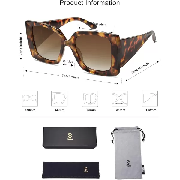 SOJOS Retro Square Polarized Womens Sunglasses Trendy Oversized Large Womens Big Shades SJ2224Tortoise