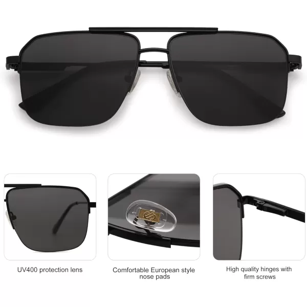 SOJOS Retro Square Sunglasses Womens Men SemiRimless Shades Trendy Designer Sun Glasses UV400 SJ1196Blackampgrey