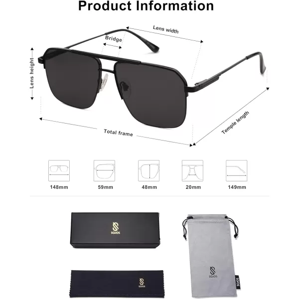 SOJOS Retro Square Sunglasses Womens Men SemiRimless Shades Trendy Designer Sun Glasses UV400 SJ1196Blackampgrey