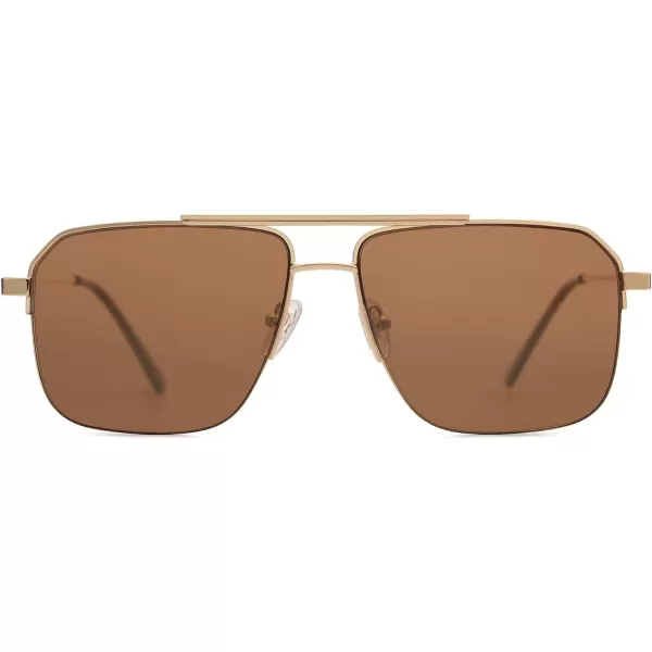 SOJOS Retro Square Sunglasses Womens Men SemiRimless Shades Trendy Designer Sun Glasses UV400 SJ1196Goldampbrown Lens