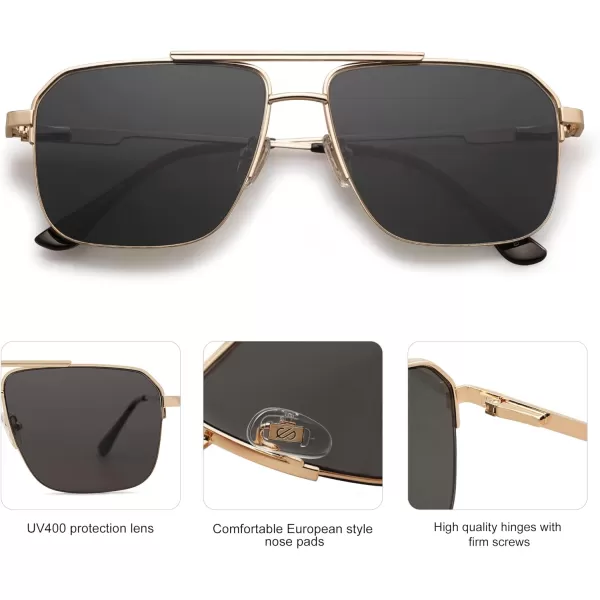 SOJOS Retro Square Sunglasses Womens Men SemiRimless Shades Trendy Designer Sun Glasses UV400 SJ1196Goldampgrey Lens
